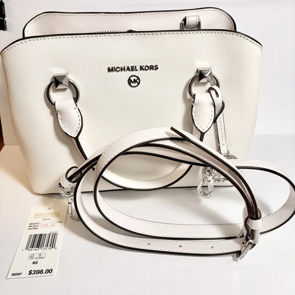 Michael Kors Optic White Small Satchel Edith Saffiano Leather Small New Unused